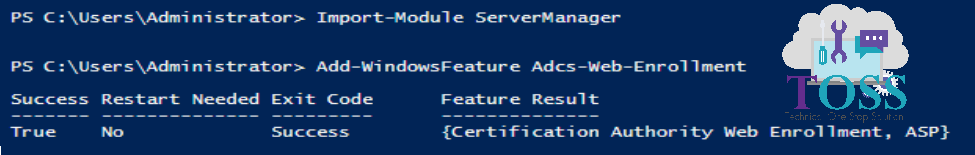  Add-WindowsFeature Adcs-Web-Enrollment powershell script cmdlet command Install-AdcsWebEnrollment