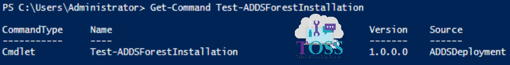 Get-Command Test-ADDSForestInstallation powershell script command cmdlet 