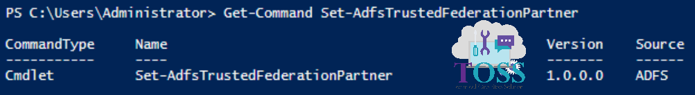 Get-Command Set-AdfsTrustedFederationPartner powershell script command cmdlet adfs