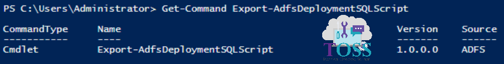 Get-Command Export-AdfsDeploymentSQLScript powershell script command cmdlet adfs Get-Command Export-AdfsDeploymentSQLScript