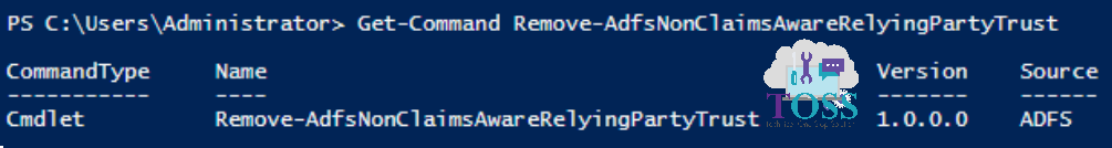 Get-Command Remove-AdfsNonClaimsAwareRelyingPartyTrust powershell script command cmdlet adfs