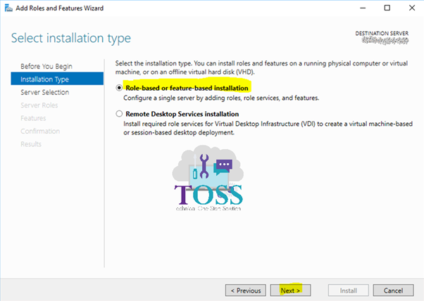 role based feature based installation windows server 2016 datacenter