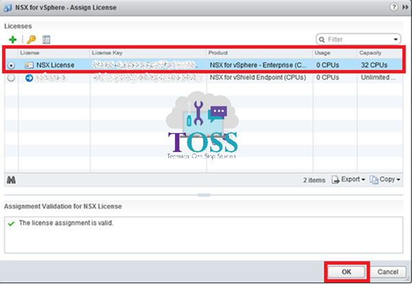 zsx vsphere assign license