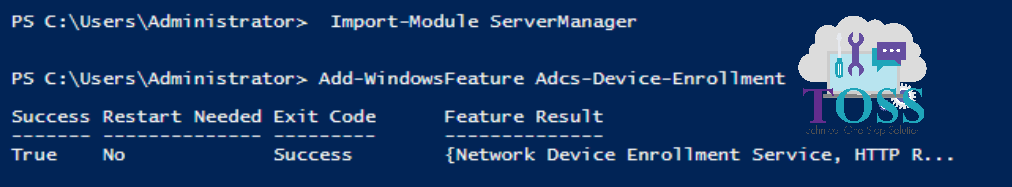 Add-WindowsFeature Adcs-Device-Enrollment powershell script cmdlet command