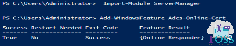 Add-WindowsFeature Adcs-Online-Cert powershell cmdlet script command  Install-AdcsOnlineResponder