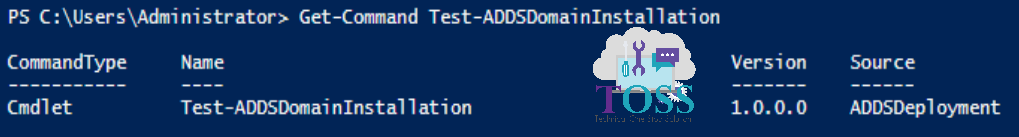 Get-Command Test-ADDSDomainInstallation Powershell script command cmdlet