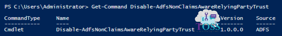 Get-Command Disable-AdfsNonClaimsAwareRelyingPartyTrust powershell script command cmdlet adfs