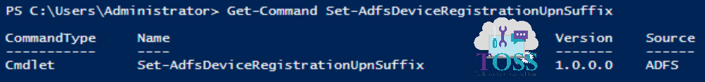 Get-Command Set-AdfsDeviceRegistrationUpnSuffix powershell script command cmdlet adfs
