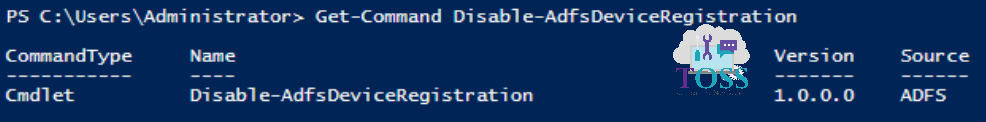 Get-Command Disable-AdfsDeviceRegistration powershelll scrtip command cmdlet adfs