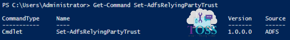 PowerShell Script command cmdlet adfs Get-Command Set-AdfsRelyingPartyTrust