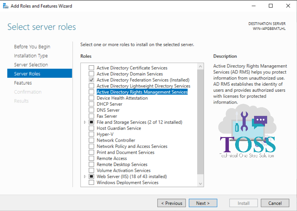 adrms powershell installation configuration