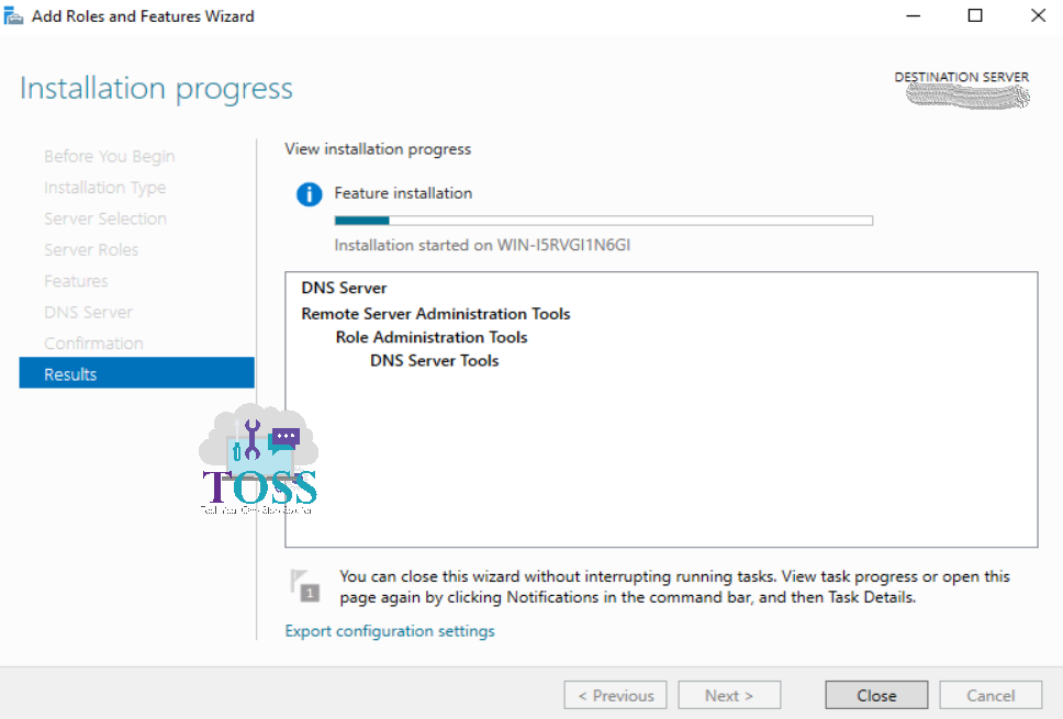 DNS server installation start