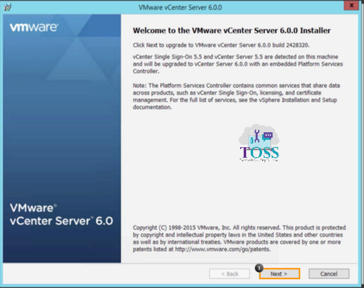 vmware v center upgrade server iso image install