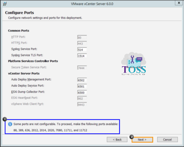 vmware v center upgrade server iso image install port