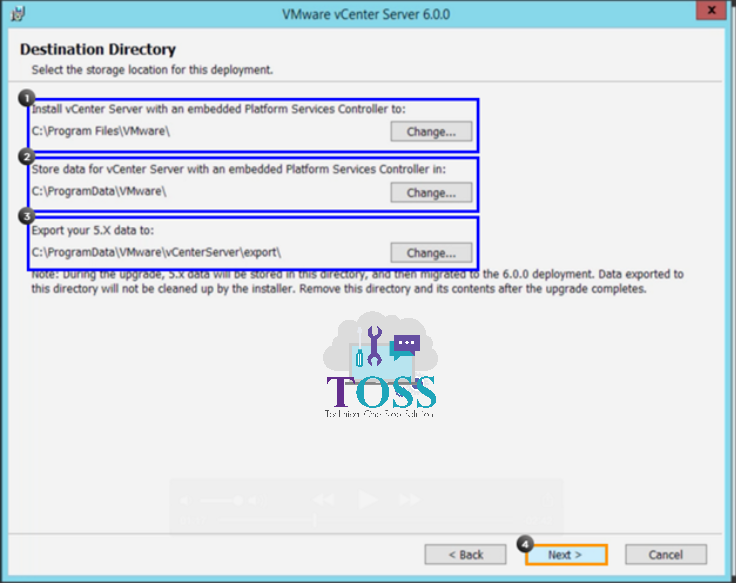 vmware v center upgrade server iso image install default directory