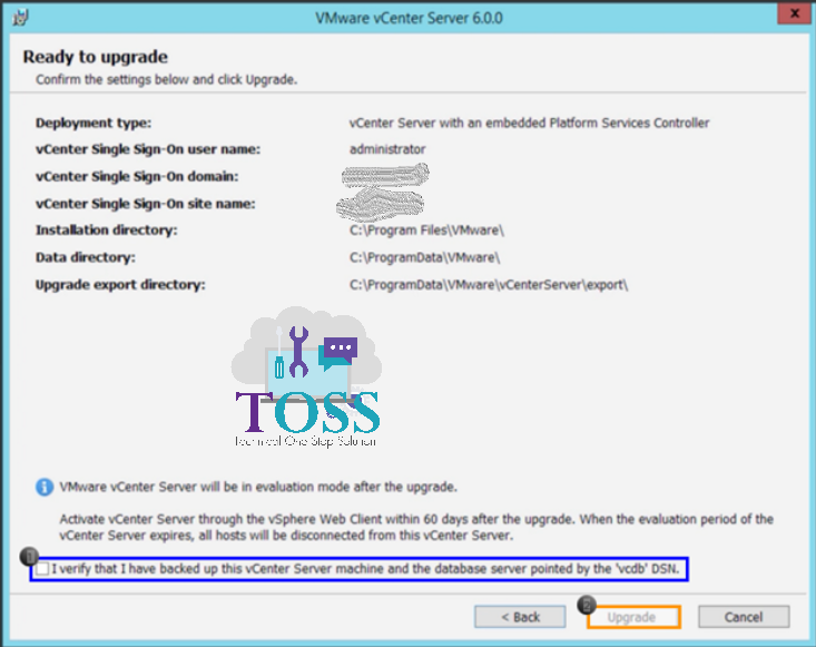 vmware v center upgrade server iso image install ready paths single sign-on