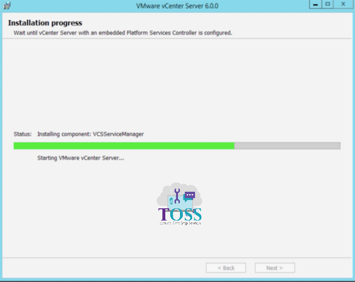 vmware v center upgrade server iso image install import progress