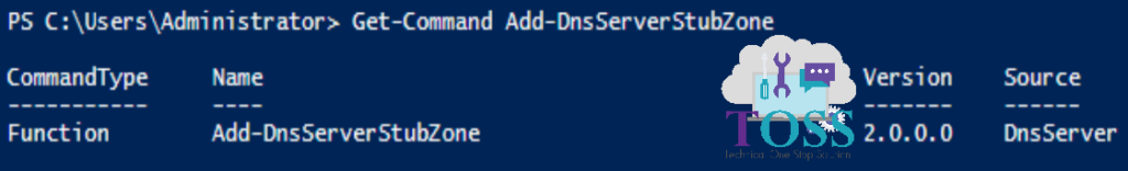 Get-Command Add-DnsServerStubZone powershell cmdlet 