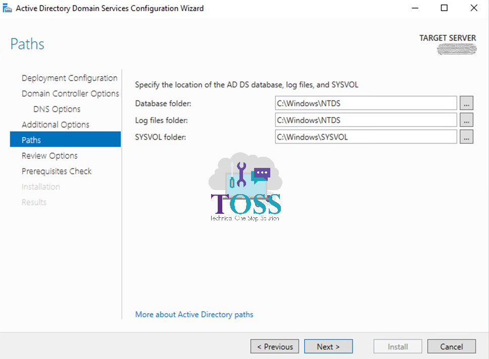 active directory domain Services Database log sysvol