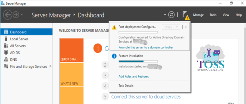 Server manager dashboard active directory