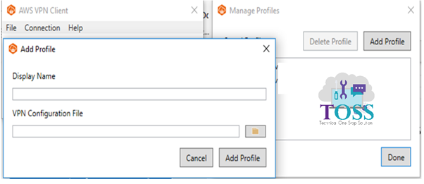 aws client vpn console add configuration